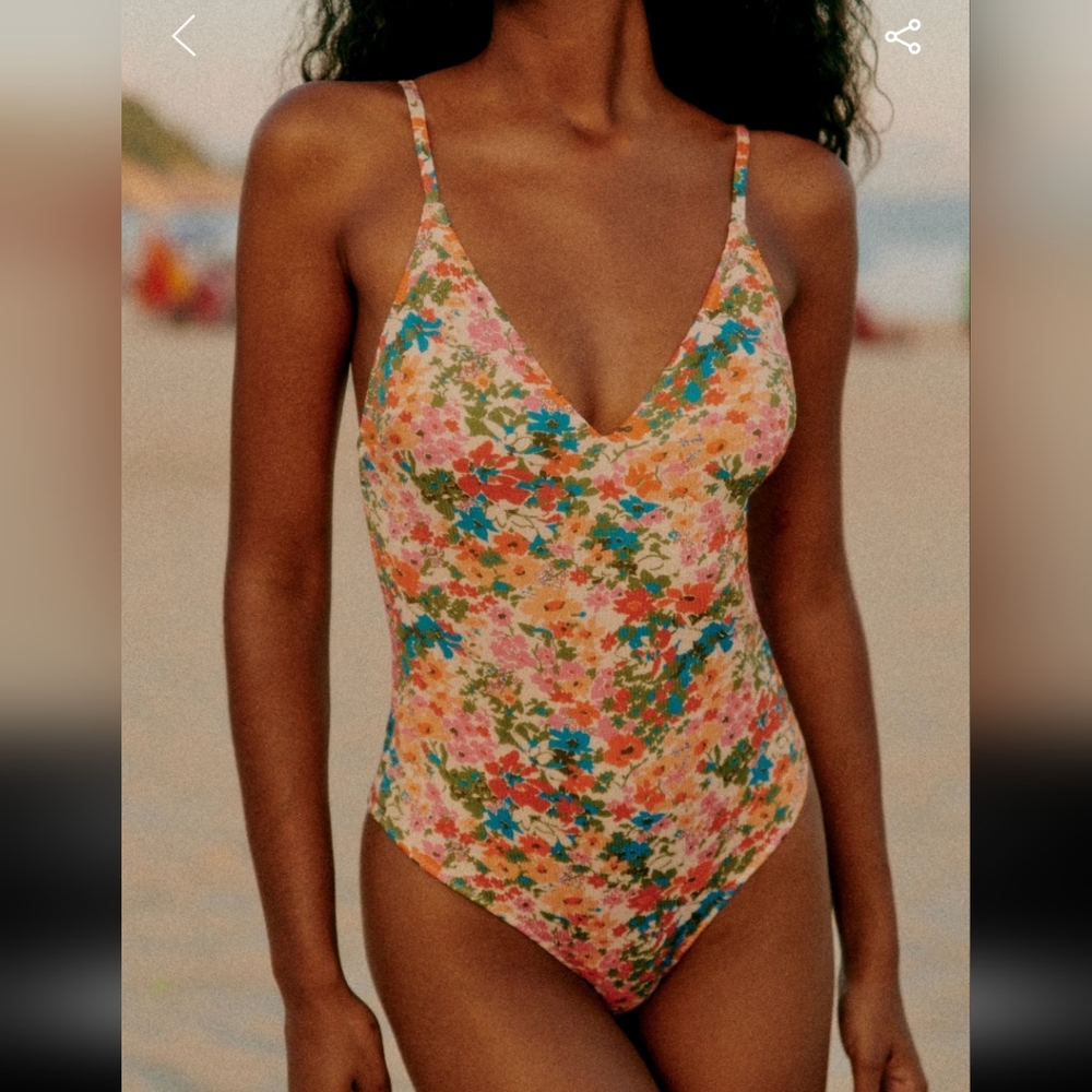 Sezane Ete Sauvage Multicolor Floral One Piece Swimsuit- Sezane X Yse